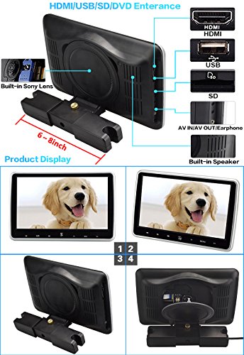 Car DVD Player NOAUKA 10.1" Ultra Thin Digital HD Headrest DVD Player Car Multimedia TFT LCD Screen Display DVD Player Headrest Monitor with HDMI Port and Remote Control - Thumbnail 6