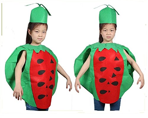 Kids Fruits Vegetables and Nature Costumes Suits Outfits Fancy Dress Party Boys and Girls (Watermelon)