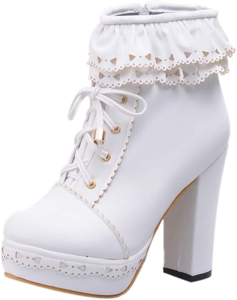 Women Chunky Heel Ankle Boots Zip