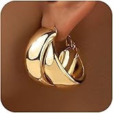 Trendy Thick Gold Polish Circle Hoop Earring for Women, Chunky Silver Non Tarnish Huggie Hoops Earrings Simple Geometry Aesthetics Party Jewelry Gifts