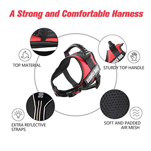 Real Reflective Service Dog Vest Harness with 2 Free