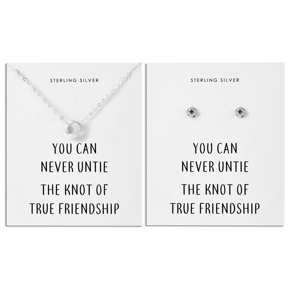 Philip Jones Sterling Silver Friendship Quote Knot Set