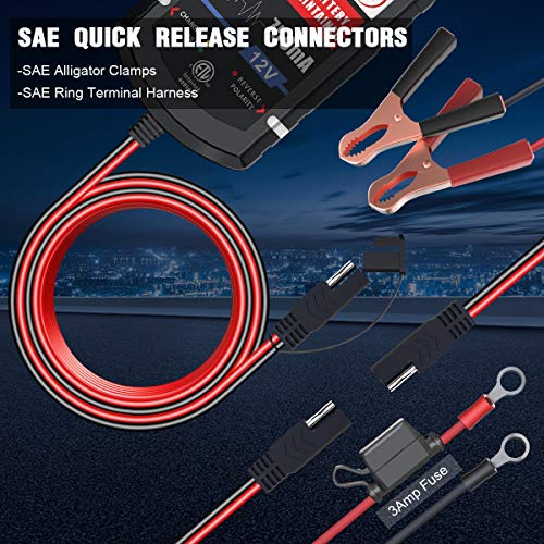 LEICESTERCN Automatic Trickle Battery Charger Maintainer 12V 750mA Smart Float Charger for Car Motorcycle Lawn Mower Tractor Boat SlA ATV WET AGM GEL Cell Lead Acid Batteries