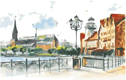 Dylece Stadt Diy Malen Nach Zahlen Abstrakte Strasse Olgemalde Auf