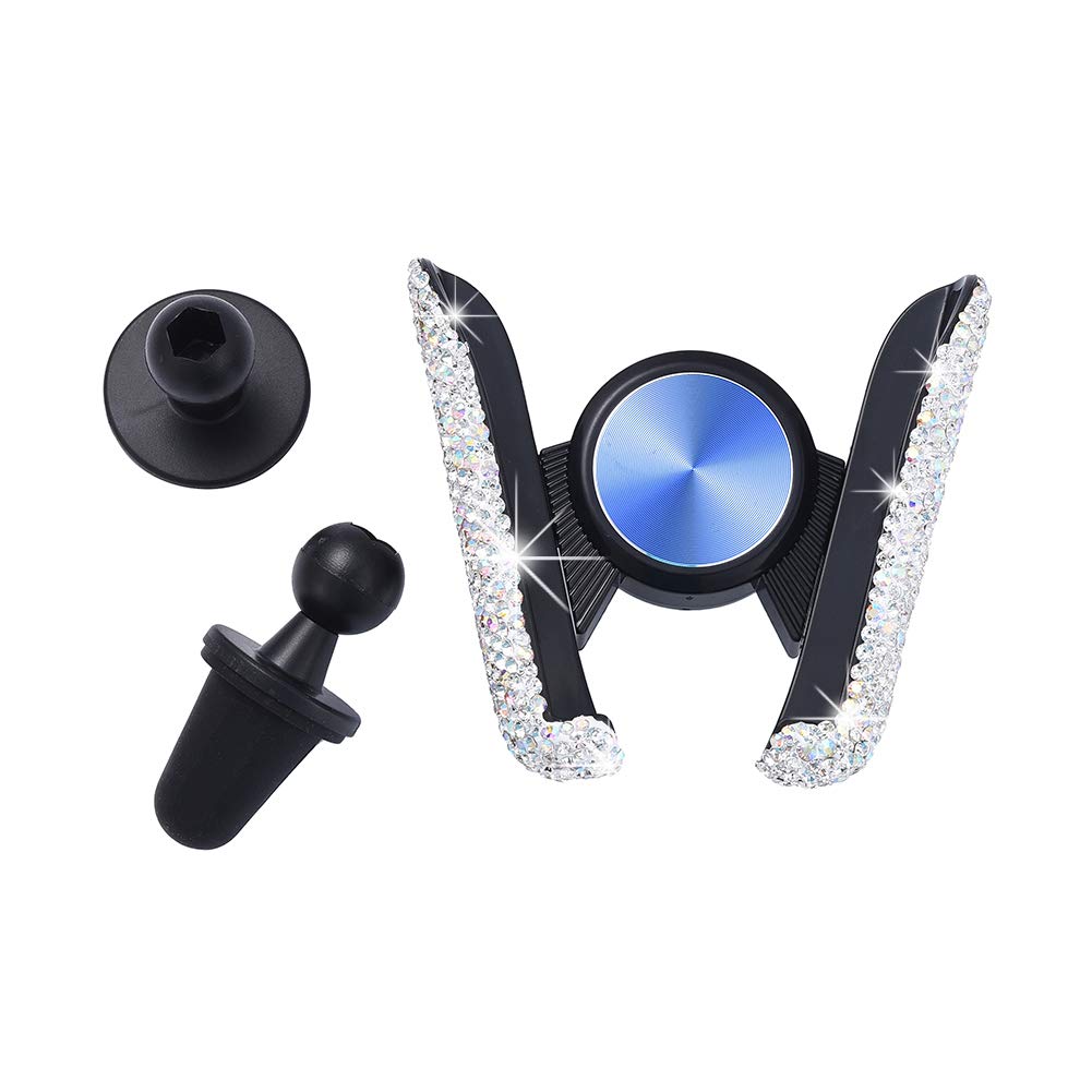 JSCARLIFE Bling Bling Air Vent Mount Phone Holder Crystal Rhinestone Car Stand Phone Holder for GPS Screen MP5(Silver)