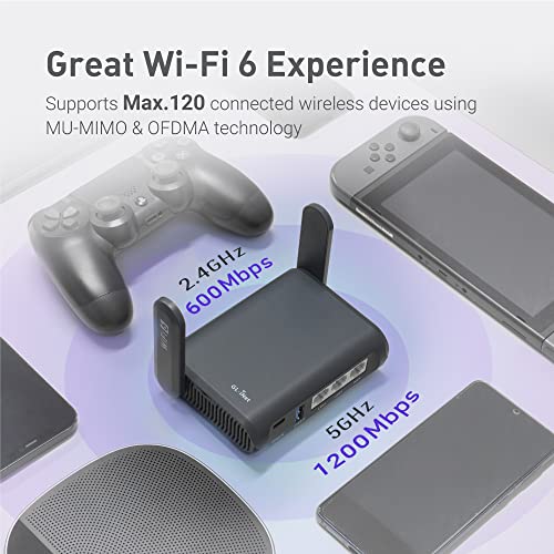 GL.iNet GL-AXT1800 (Slate AX) Portable Travel Router, Pocket Wi-Fi 6 Wireless Internet Router, Portable VPN Routers WiFi for Travel, Public Computer Routers, Business, Moblie/RV/Cruise/Plane