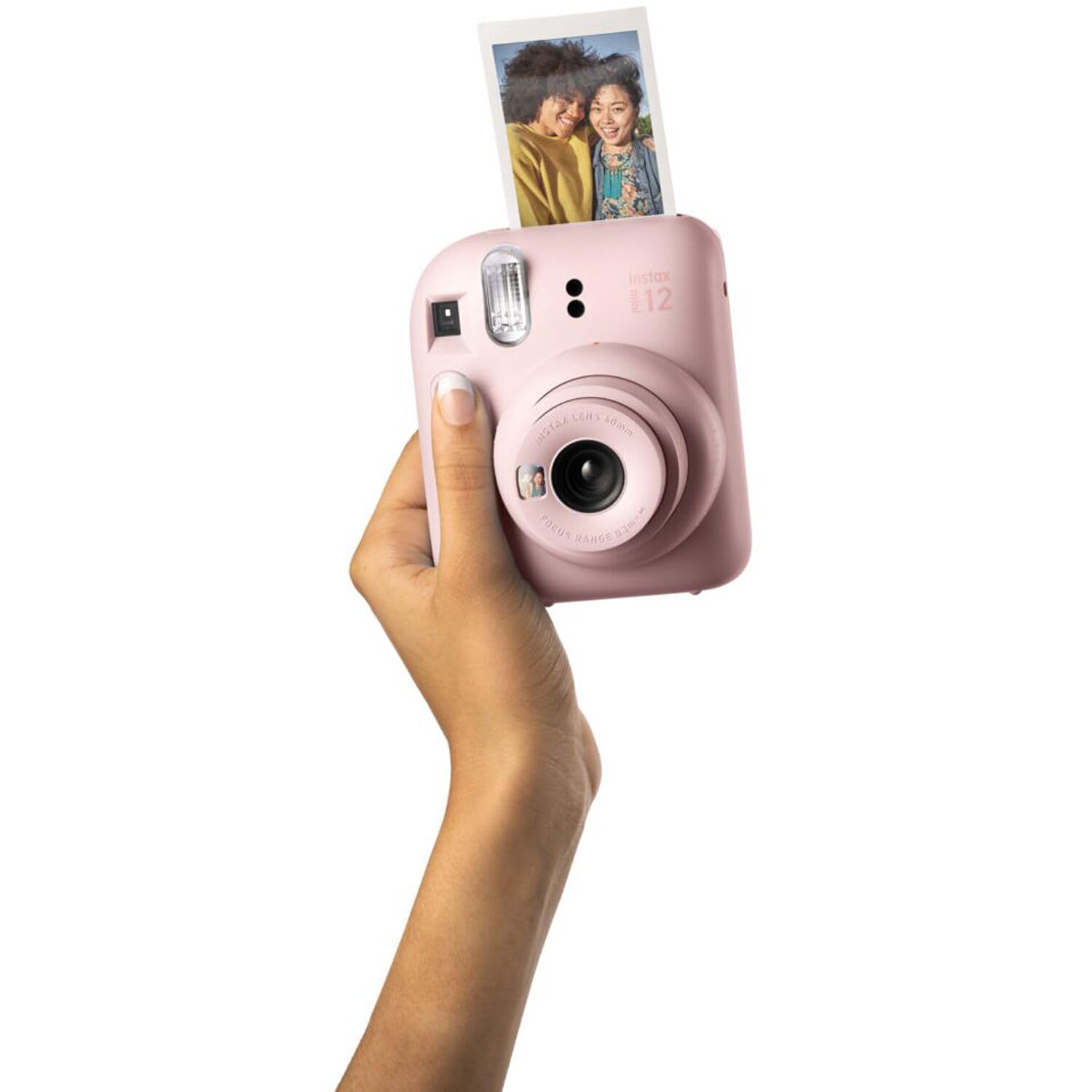 Fujifilm Instax Mini 12 Instant Camera + MiniMate Accessory Bundle & Compatible Custom Case + Fuji Instax Film Value Pack (50 Sheets) Flamingo Designer Photo Album (Blossom Pink)