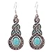 YAZILIND Ethnic Tibetan Alloy Oval Resin Drop Dangle Earrings for Women