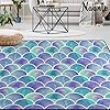 Naanle Watercolor Rainbow Mermaid Scale Non Slip Area Rug for Living Dinning Room Bedroom Kitchen, 4' x 5'(48 x 63 inches), Colorful Nursery Rug Floor Carpet Yoga Mat
