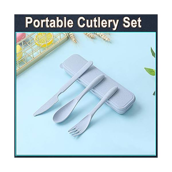 2-Pack-Portable-Travel-Cutlery-Set-Reusable-Flatware-Set-Wheat-Straw-Dinnerware-Set-Tableware-Set-for-Workplace-School-Picnic-Camping-Blue 2 Pack Portable Travel Cutlery Set, Reusable Flatware Set, Wheat Straw Dinnerware Set, Tableware Set for Workplace School Picnic Camping (Blue)