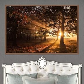 signwin Framed Canvas Wall Art Rustic Woods Brown...