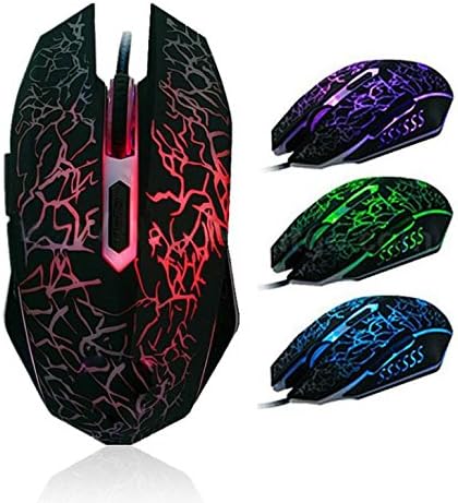 LawUza Gaming Mouse Colorful Backlight 4000DPI Optical Wired Mice
