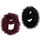 Lucky Leaf Women Thick Knit Winter Infinity Circle Loop Scarves Solid Color