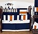 Sweet Jojo Designs Navy Blue, Orange and White Window Treatment Panels for Stripe Collection - Set of 2