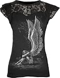 Spiral - Womens - ENSLAVED ANGEL - Lace Layered Cap Sleeve Top Black - L