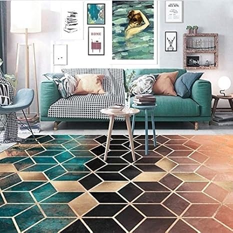Lxmdtsa Carpet Rose Gold Pink Green Modern Area Rugs
