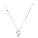BYIA S925 Sterling Silver 14K Gold Necklace for Women Teardrop Cubic Zirconia Dainty Necklace Imitation Diamond Pear Cut CZ Pendant Necklaces for Women 18+2 Inch Jewelry Gift for Her