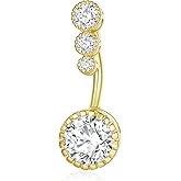 POYAMUSE 14G Belly Button Ring 316L Stainless Steel Navel Piercing Jewelry with Cubic Zirconia