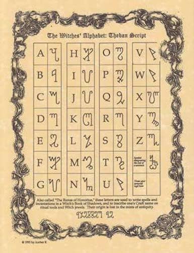 Witches' Alphabet Theban Script Parchment Page! pagan wicca witch, book of Shadows