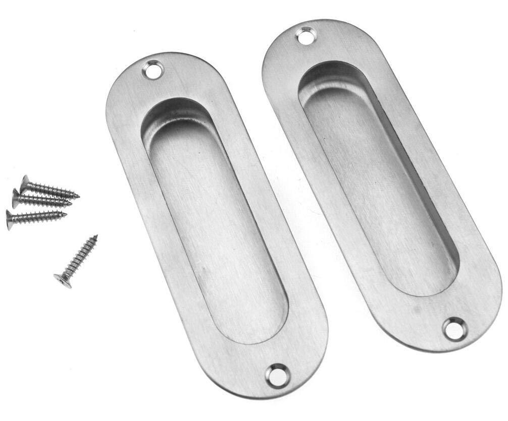 F Season 2X Shell Pull Handle Inlet Shell Sliding Door Handle Real Stainless Steel with Screw 120 x 40 mm