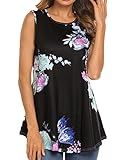 Tobrief Women Sleeveless Floral Print Swing Tunic Tank Tops