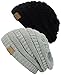 C.C Trendy Warm Chunky Soft Stretch Cable Knit Beanie Skully, 2 Pack Black/Natural Gray