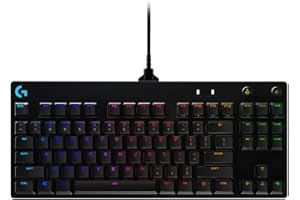 Teclado Mecânico Gamer Logitech G PRO com Layout US, RGB LIGHTSYNC, Design TKL, Cabo Destacável e Switch Exclusivo GX Blue Clicky