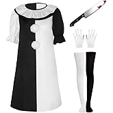 MARCSONNIA Adult Clown Costume Jumpsuit Costume Horror Movie Halloween The Killer Clown Outfits