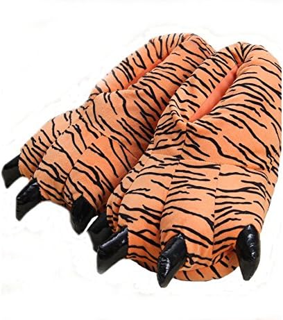 Cartoon animal claw shoes home warm shoes neutral soft plush home slippers claw shoes (Jumping tiger pattern, Midline (US 3.5-6))
