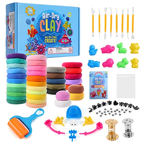 Air Dry Clay (36 Color Kit), Modeling Clay (Easy to Mold), Air Dry Clay