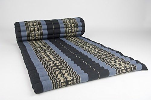 KiangDin Product Roll up Thai Mattress, 100% Kapok, (Premium Grade) (Blue-Dark Blue, 69x30x2 inch)