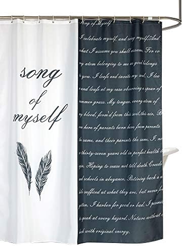 Dolii 100% Polyester Shower Curtain Water Repellent 3D Digital Printing Bathroom Curtain Set with Plastic Hook (Letter,72"x72")