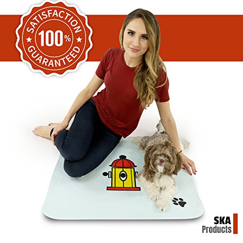 Cute Washable Puppy Pee Pads | 2 Pack Fire Hydrant, Tree Designs | Large Super Absorbent Wee Wee Potty Mats | Dog Housebreaking, Pet Crate Training | Multi-Purpose Reusable Eco-Friendly | Whelping