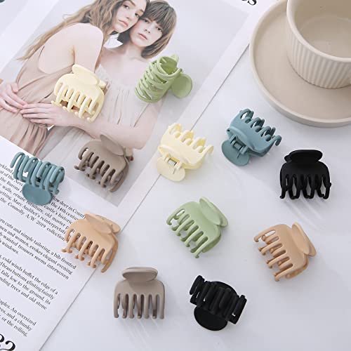 12 PCS Small Hair Claw Clips, Neutral Double Row Teeth Hair Clips for Women Girls, Small Claw Clips for Thin Short Hair, 1.6\