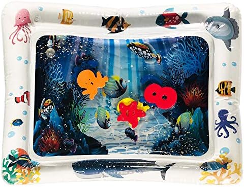 Amandaz Sky Infantino Pat and Play Water Mat Water Play Mat for Kids Fun,Cartoondolphin Whale Sea Animals Splash Play Mat (White)