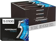 5 GUM Peppermint Cobalt Sugar Free Chewing Gum Bulk, Stimulate Your Senses While Listening to Your Favorite Music, Mini Purse
