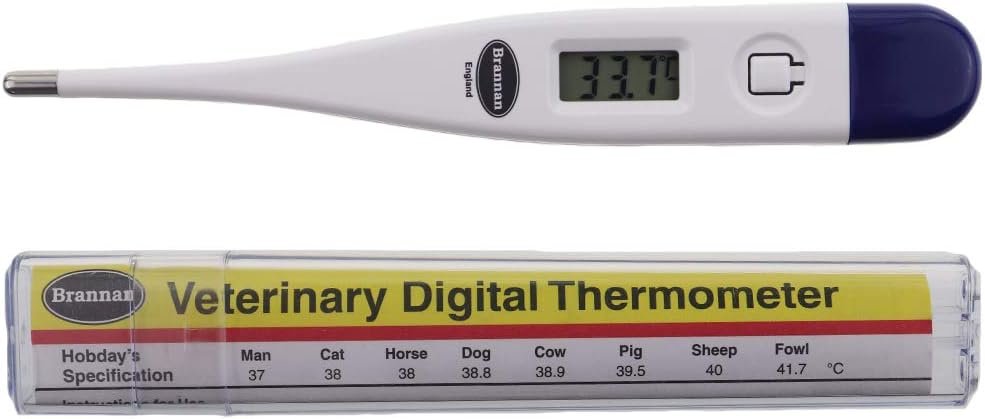 Brannan Digital Vets Thermometer For Pet Owners of Dogs Cats Horses Animals With FREE Veterinary Hobday's Spec Chart