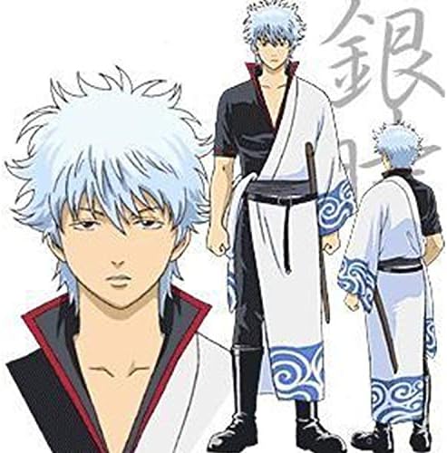 SYH01 La MaxPa Anime Costumes Sakata Gintoki Halloween anime kimono headdress wig Hairpiece Wigs Wig Cap for Black White Men