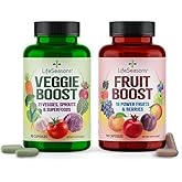 LifeSeasons Fruits & Veggies Supplements - 40 Fruit & Vegetable Superfoods - Nutritional Support for Immunity and Wellness - Vitamins Minerals & Antioxidants - 3X Potency - 90 Count (Pack of 2)