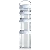 BlenderBottle GoStak Twist n' Lock Storage Jars, 4-Piece Starter Pak, White