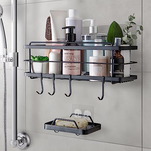 KINCMAX Shower Caddy with Soap Dish, 1 Shelf, Stainless Steel, Easy