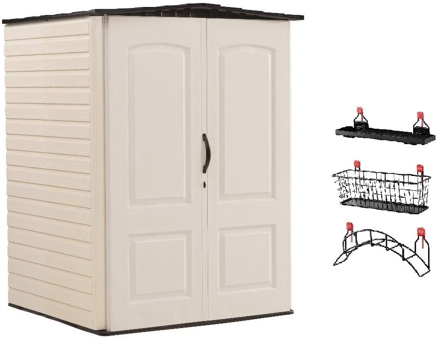 Rubbermaid Medium Vertical 106 CuFt Outdoor Storage Building Shed & Accessories