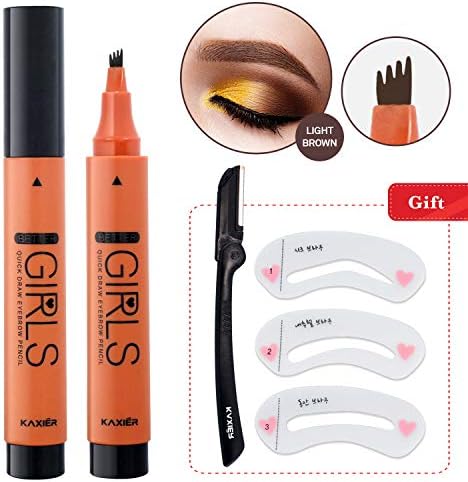 Blitzby Liquid Eyebrow Pencil With Four Tips, Waterproof Ink Brow Gel Tint Long Lasting Smudge-Proof Natural Hair-Like for Eyes Makeup