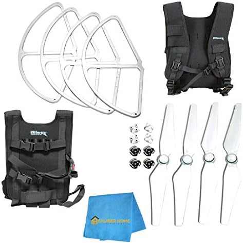 Caliber Home Accessorie Bundle For The DJI Phantom 4 Kit Includes An Easy Carry Vest and A Set Of Matching White Propellers With Guards