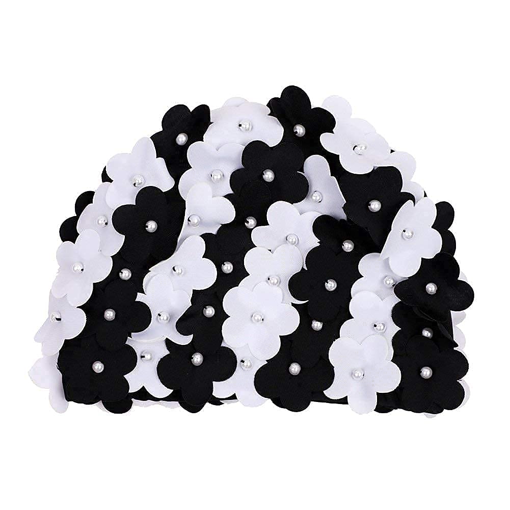 IBLUELOVER Vintage Floral Swim Cap Women Stylish Swimming Cap Super Stretch Fashionable Shower Cap Nylon Spandex Flower Bathing Cap for Water Sports for Long Hair Dreadlocks Weaves Curls Afros