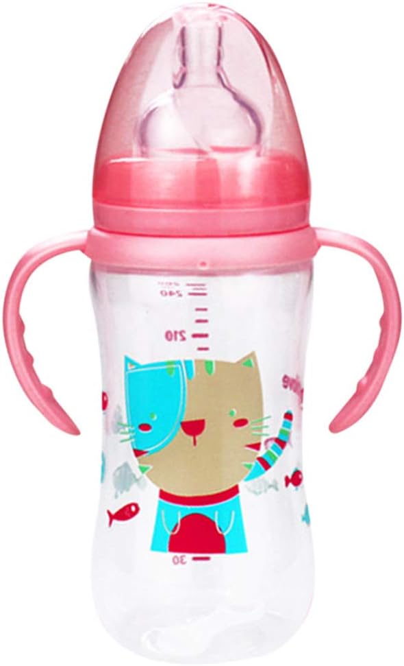 Dapei Baby 260ml Anti-Colic Feeding Bottle Wide Mouth Child Milk Bottle With Hand Cartoon Container (c)