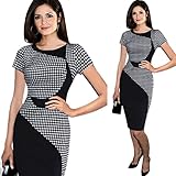DaySeventh Women's Short Sleeve Elegant Business Dress Office Bodycon Dresses (XL, Black)