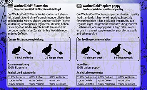 federgold® Blaumohn 250 g â hochwertiges Zusatzfutter für Wachteln & Hühner | unterstützt die Verdauung & Futteraufnahme | ideal für Küken ab dem 1. Tag | 100% Naturprodukt auf Lebensmittelbasis – Bild 5