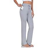 ADANIKI Womens Yoga Pants with Pockets Straight-Leg Loose Comfy Modal Drawstring Lounge Running Long Active Casual Sweatpants