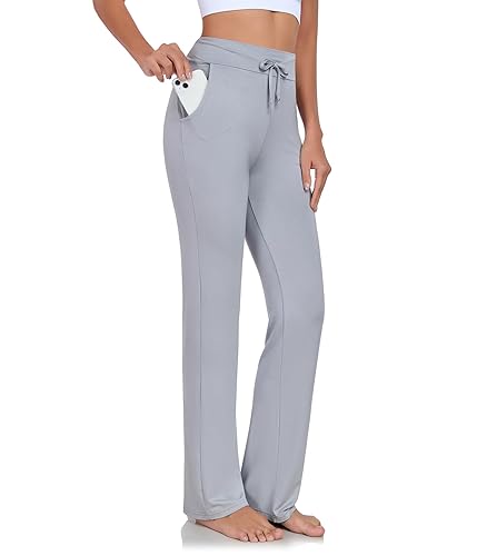 ADANIKI Womens Yoga Pants with Pockets Straight-Leg Loose Comfy